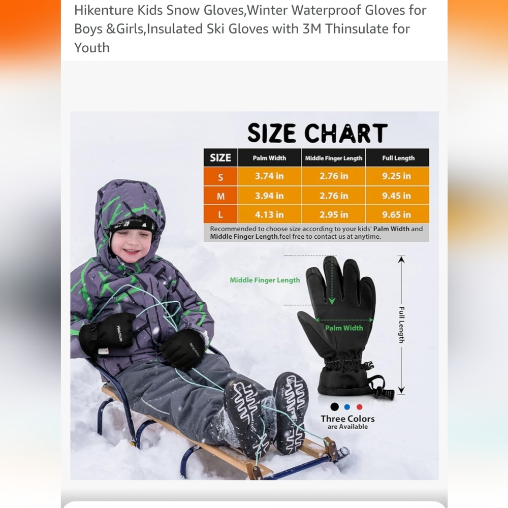 Waterproof gloves size small kids new with tags fits size 5-8 best